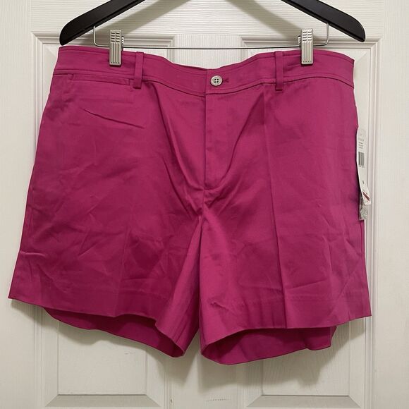 NEW‎ LRL Lauren Ralph Lauren Khaki Shorts Satin Cotton Blend Pink Sz 16 Vintage - Picture 1 of 8